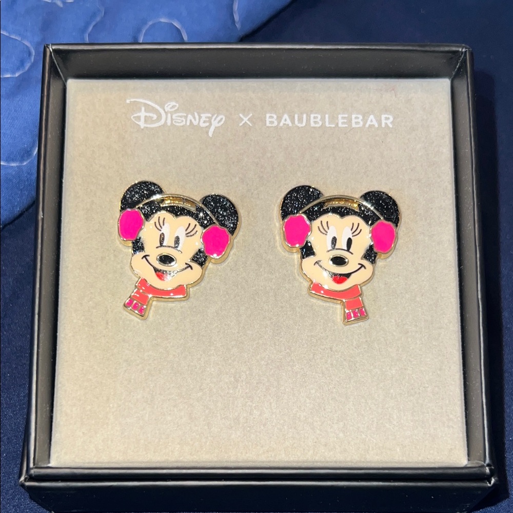 BaubleBar Disney Minnie Mouse Earrings - Pink and Black